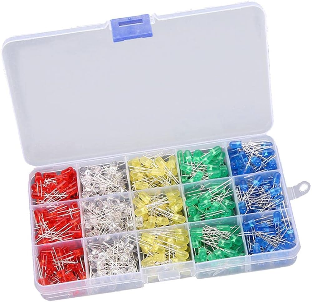 500pcs 5mm LED Assortment Kit (Red/Yellow/Blue/Green/ White)